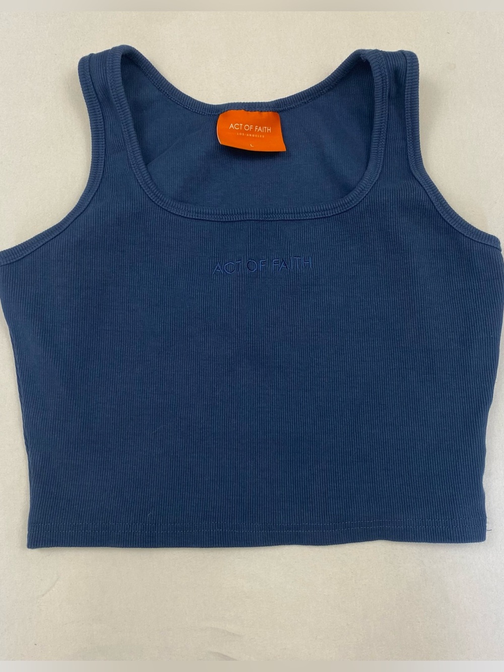 Navy Ribbed Crop Tank Top